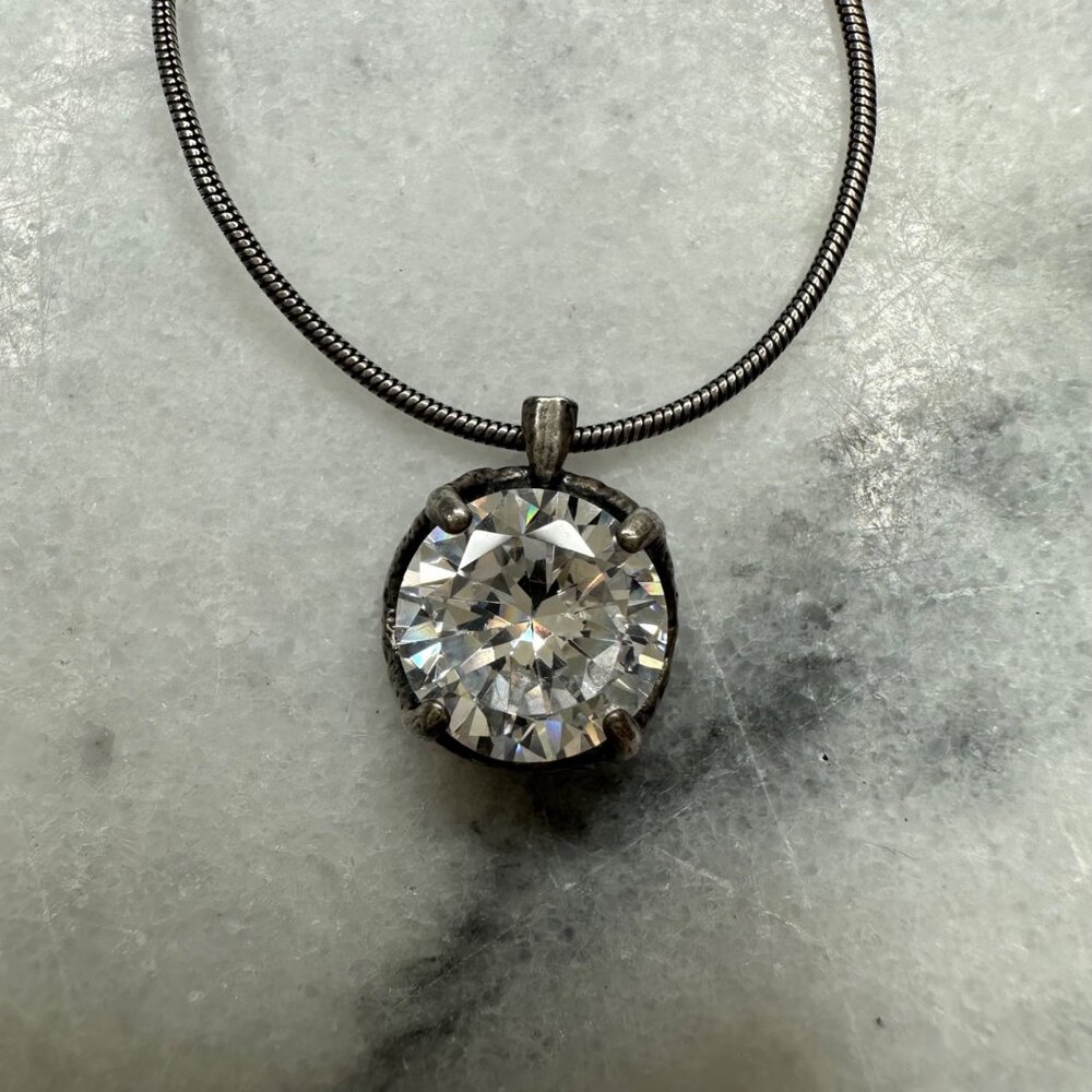 Silpada Retired Oxidized Sterling Silver 925 Center Stage CZ Necklace N1969